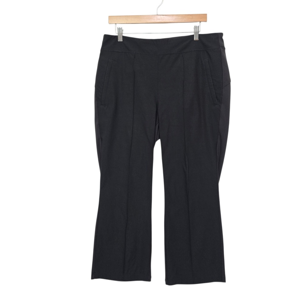 Athleta‎ Womens Black Wide Leg Cropped Performance Pants Size 18 Center Seam